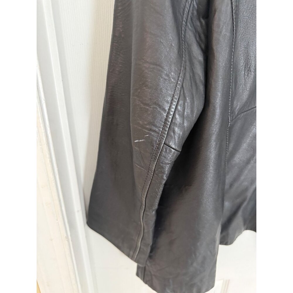 Vintage 90's Dockers Black Leather Button Down Jacket Women's Small - Picture 5 of 6